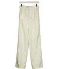 ZARA White Ecru Pleated Wide Leg Satin Trousers, size UK XS — front