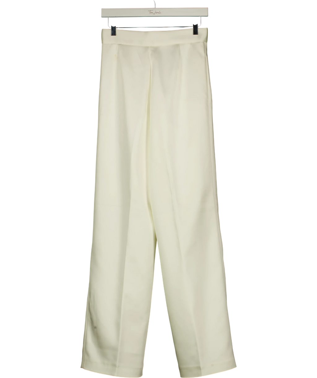 ZARA White Ecru Pleated Wide Leg Satin Trousers, size UK XS — back