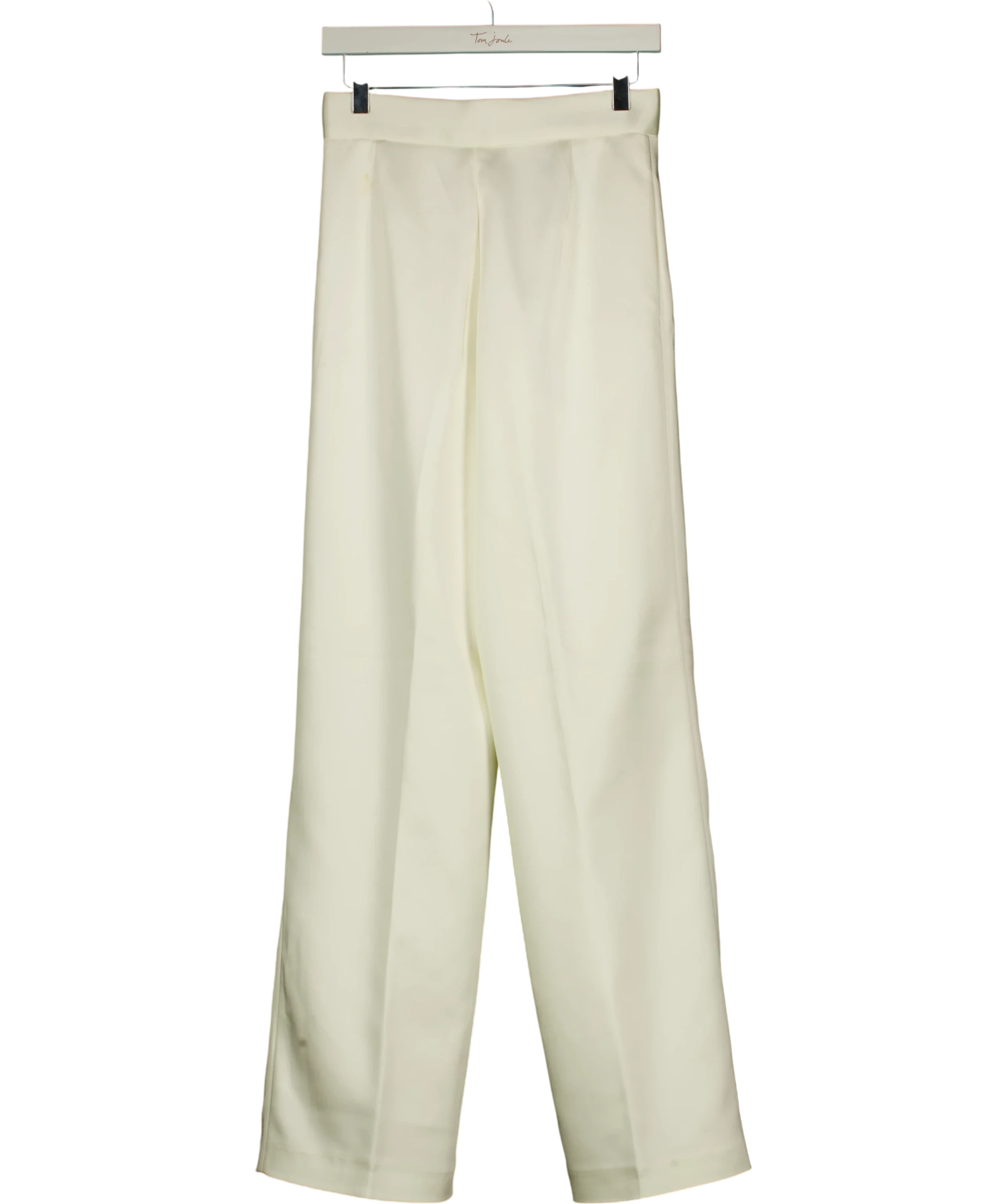 ZARA White Ecru Pleated Wide Leg Satin Trousers, size UK XS — back