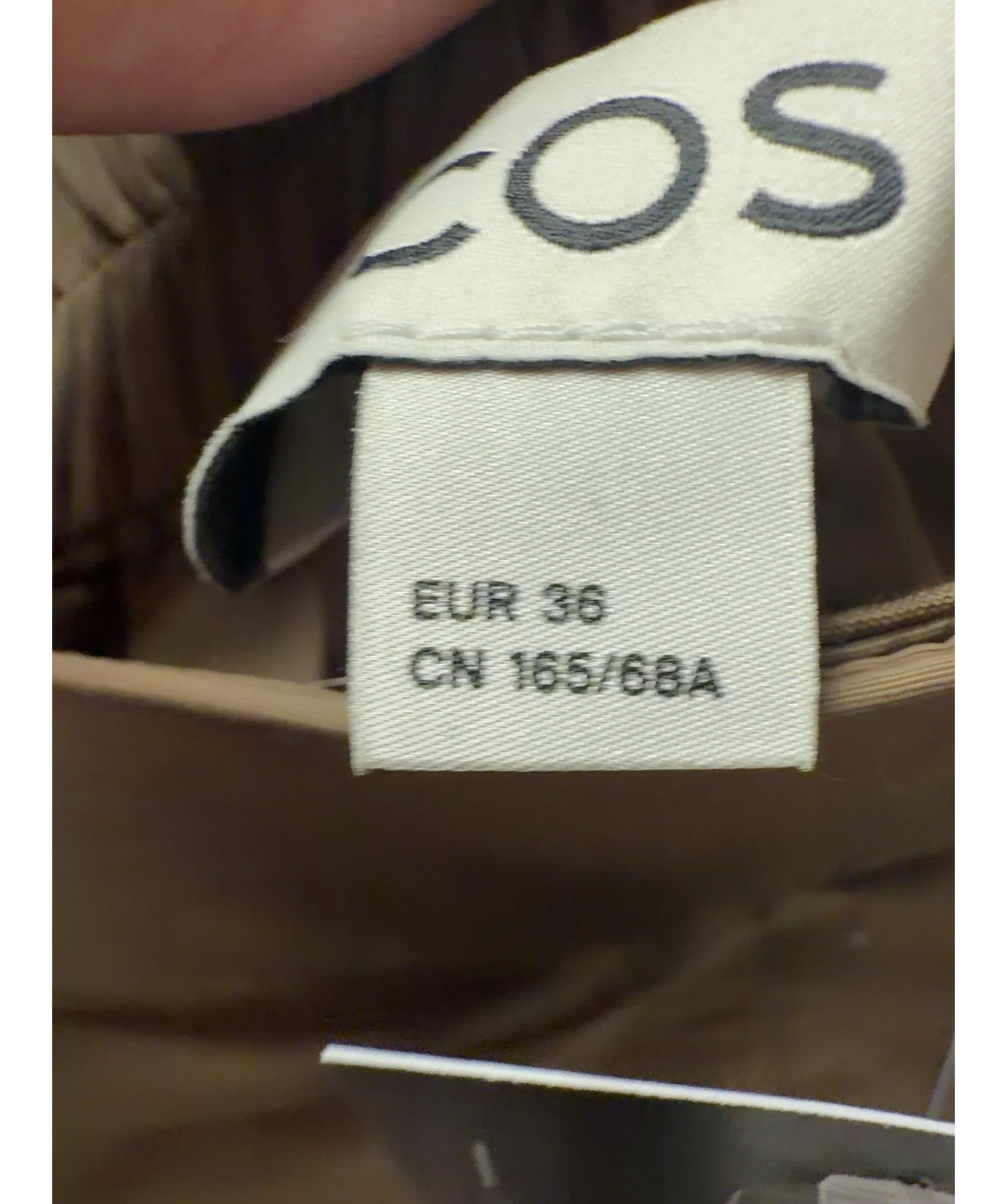 cos Brown Technical Nylon Barrel-Leg Beige Trousers EUR 36, size UK 8 — care label