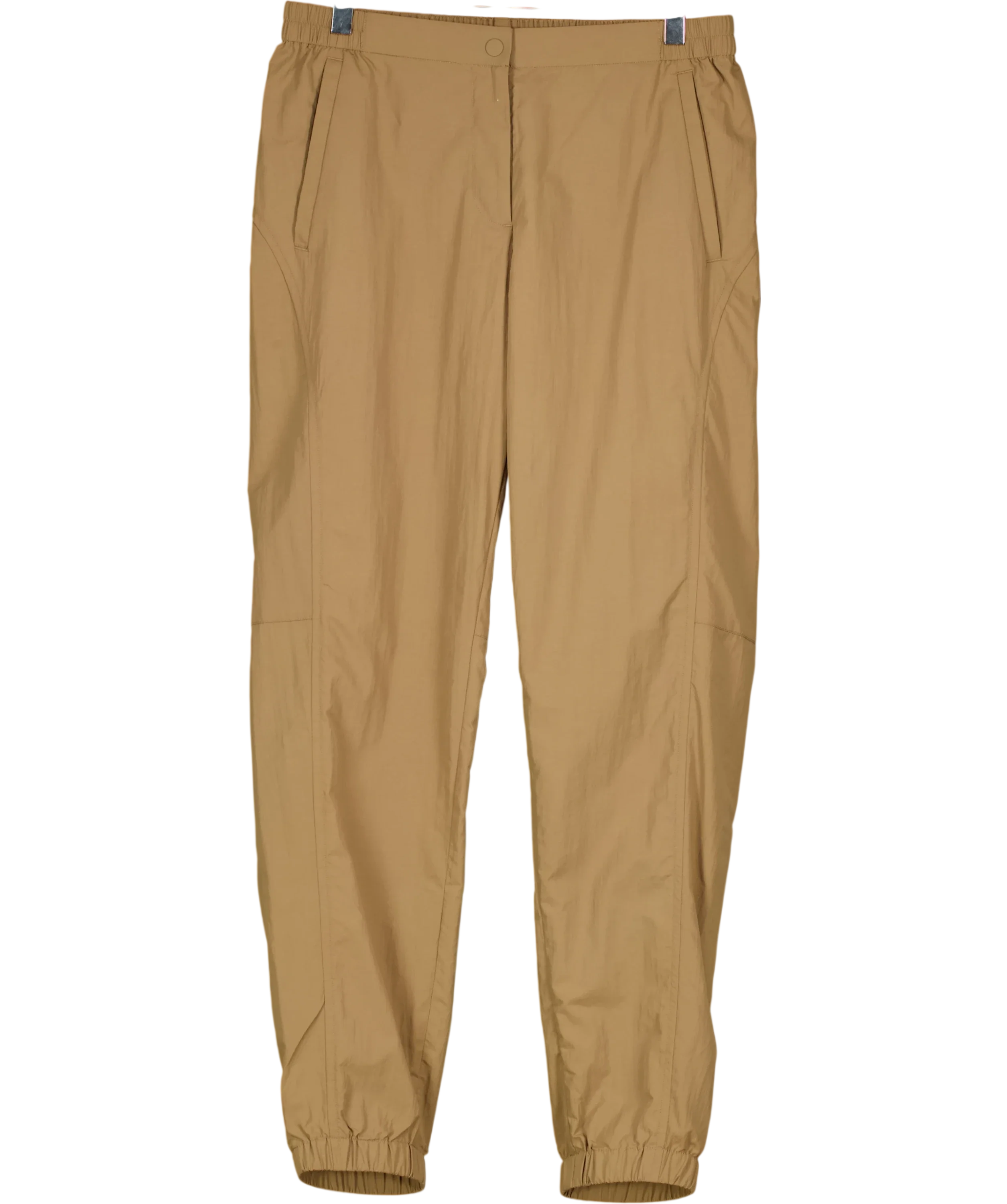 cos Brown Technical Nylon Barrel-Leg Beige Trousers EUR 36, size UK 8 — front