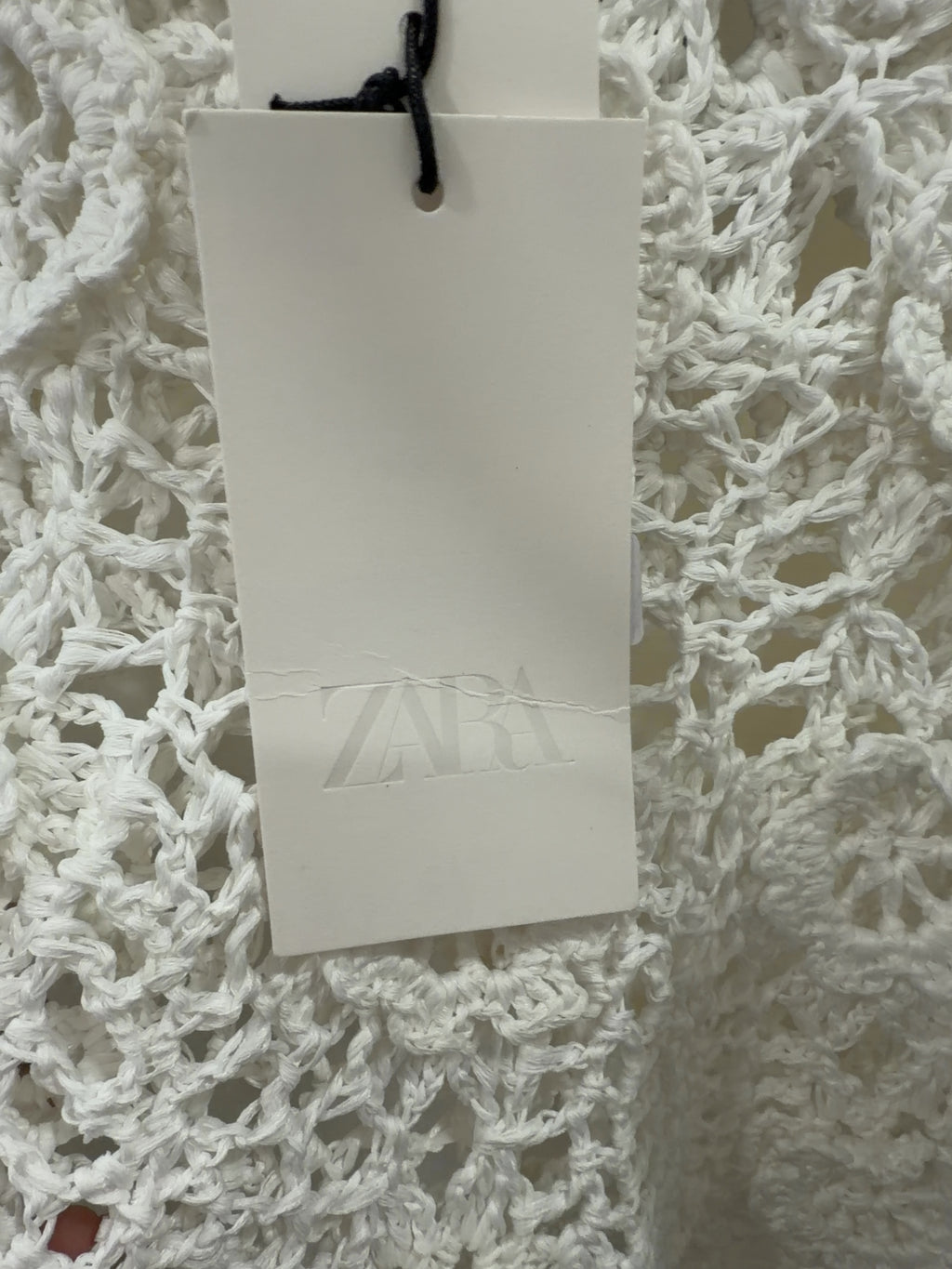 ZARA White Limited Edition Floral Crochet Knit Top White, size UK M/L — detail