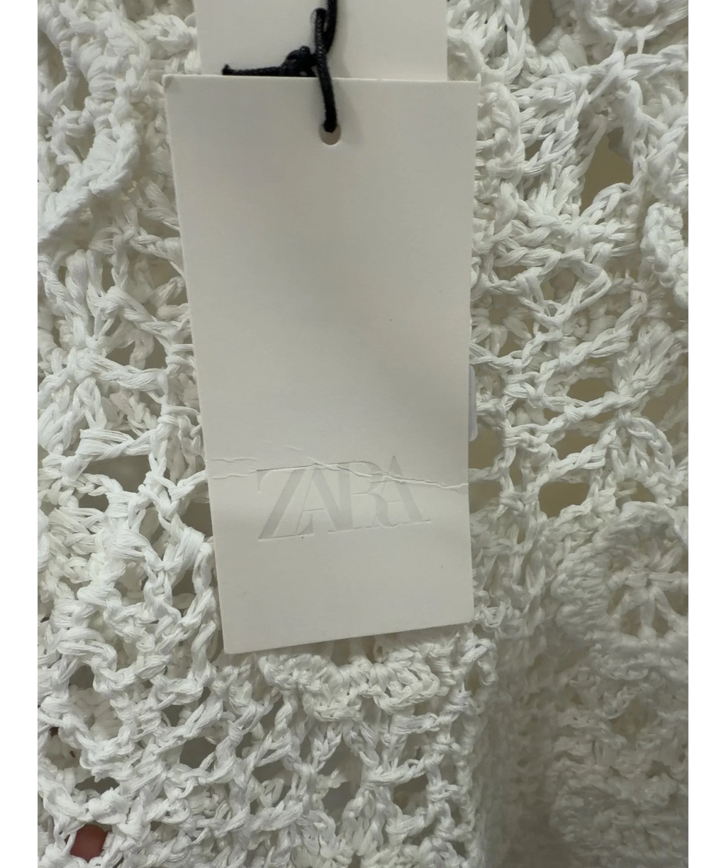 ZARA Limited Edition Floral Crochet Knit Top White UK M/L — Brand