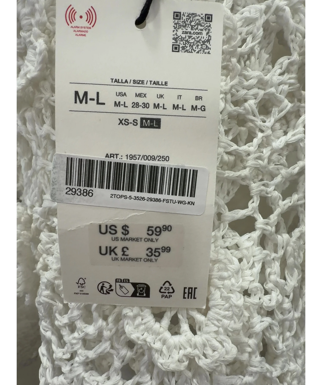 ZARA Limited Edition Floral Crochet Knit Top White UK M/L — Materials