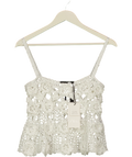 ZARA White Limited Edition Floral Crochet Knit Top White, size UK M/L — front