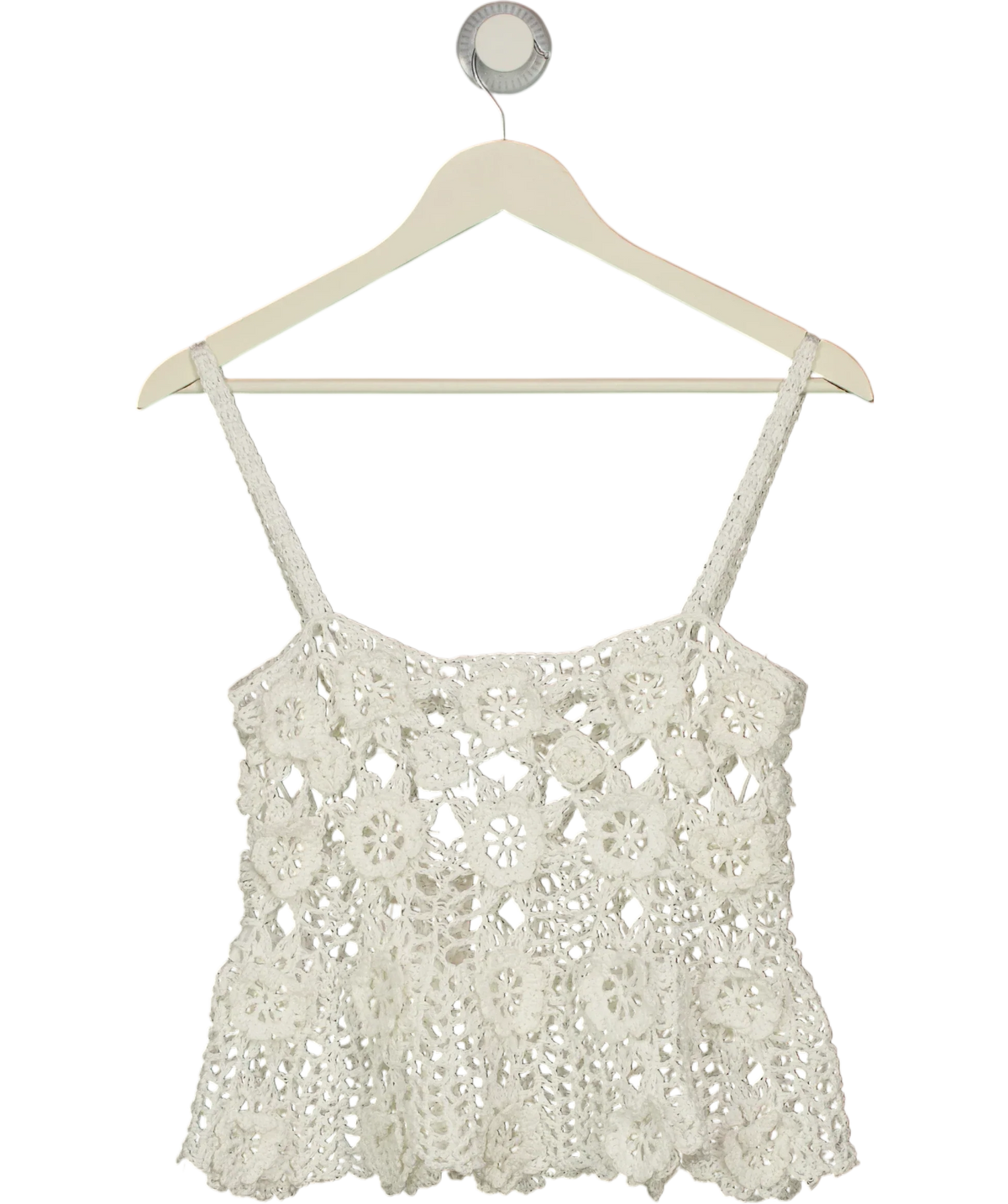 ZARA White Limited Edition Floral Crochet Knit Top White, size UK M/L — back
