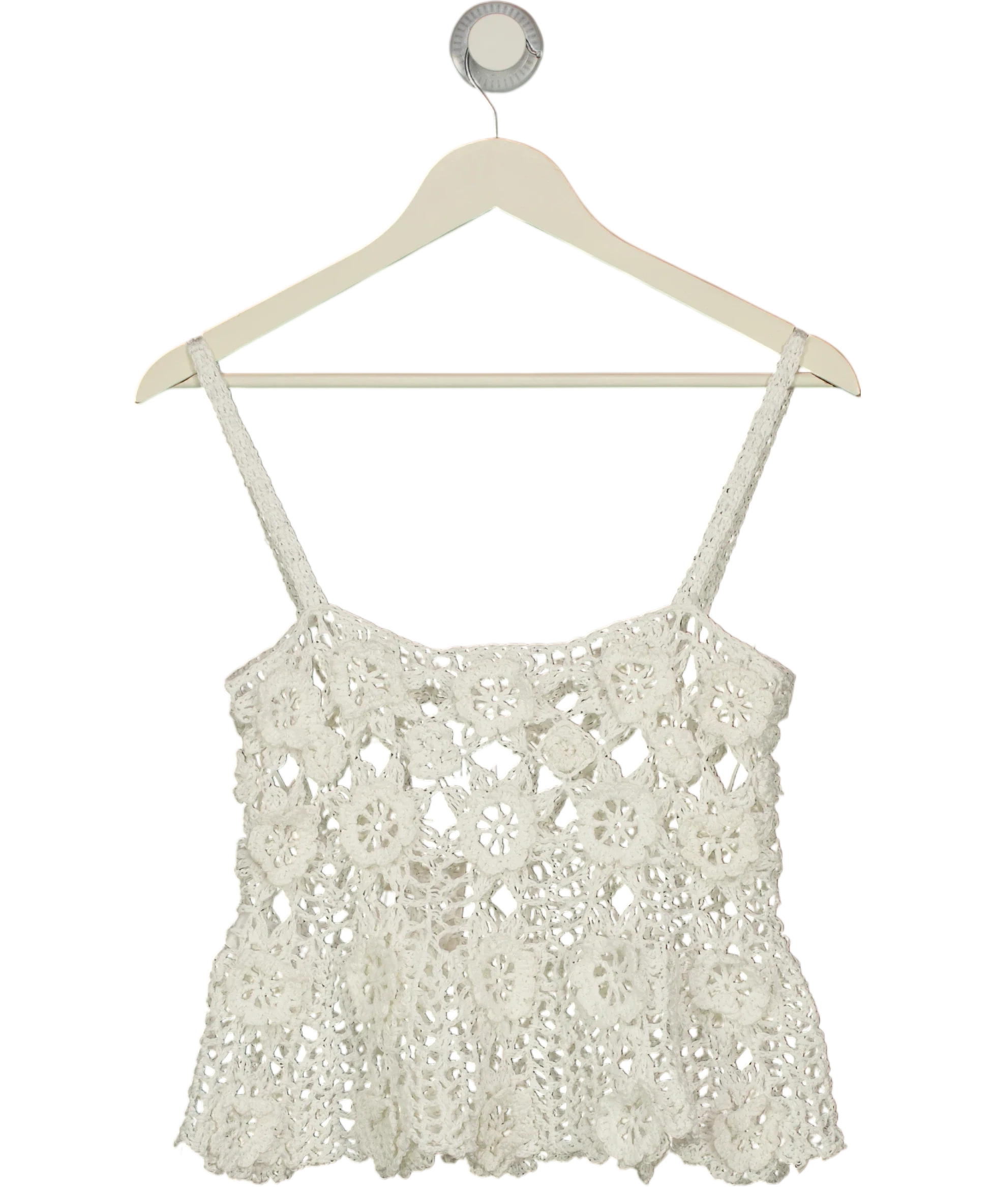 ZARA White Limited Edition Floral Crochet Knit Top White, size UK M/L — back