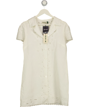 Rixo Cream Zayanna Esther Cutwork Embroidered Mini Dress UK 8