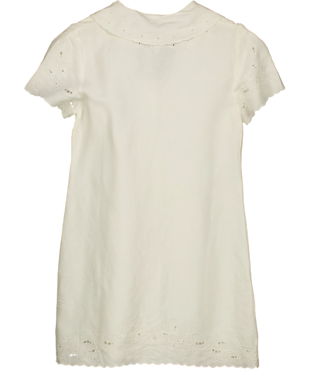Rixo Cream Zayanna Esther Cutwork Embroidered Mini Dress, size UK 8 — back
