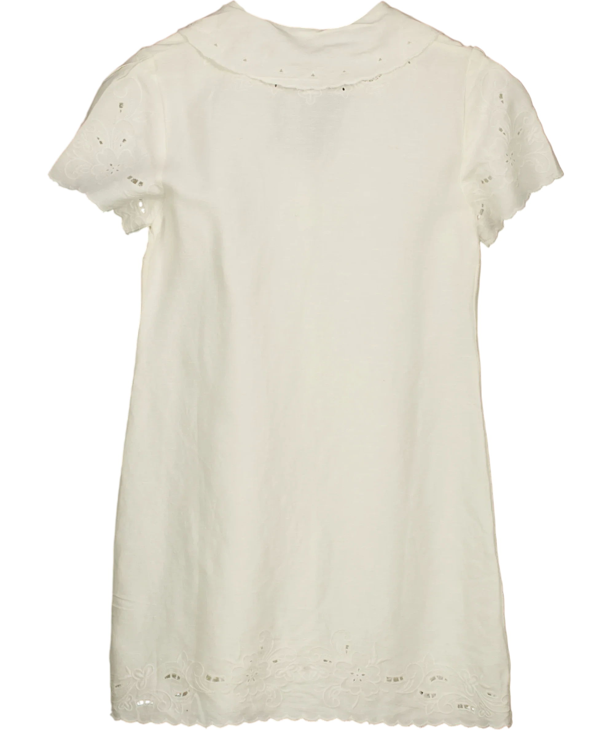 Rixo Cream Zayanna Esther Cutwork Embroidered Mini Dress, size UK 8 — back