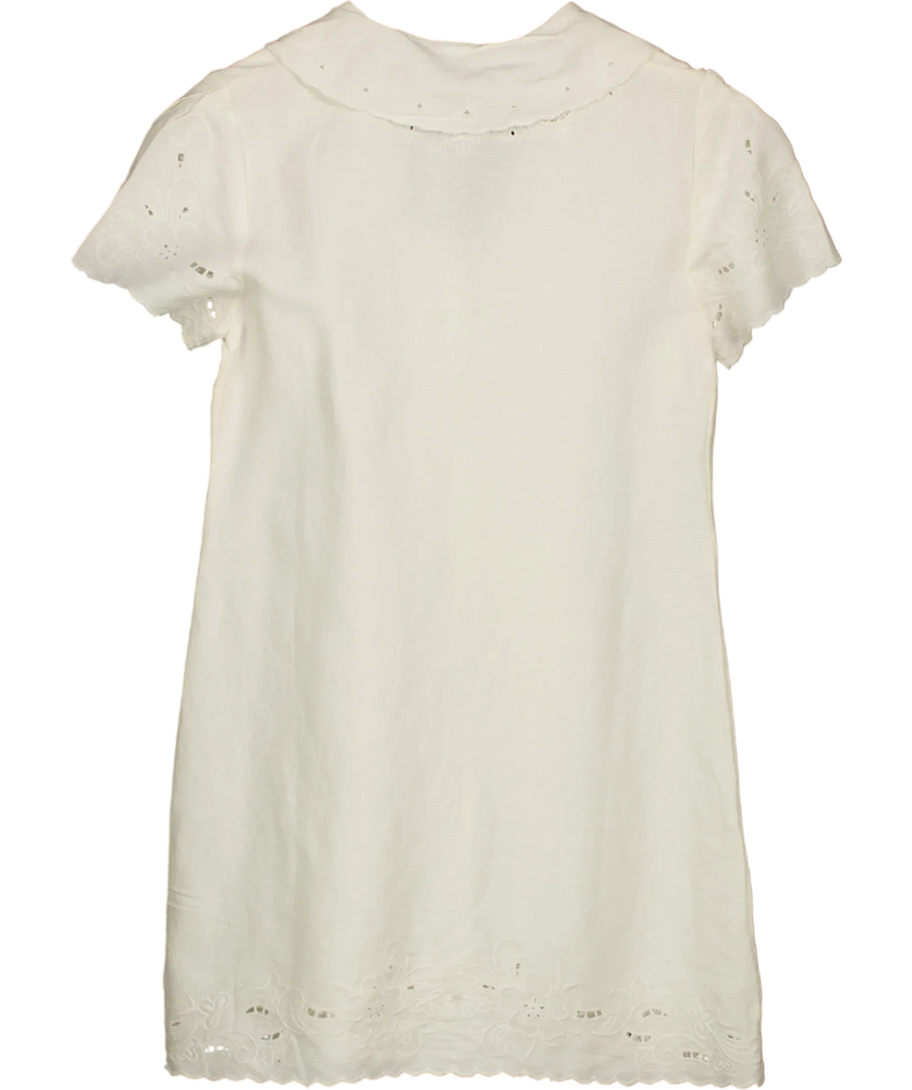 Rixo Cream Zayanna Esther Cutwork Embroidered Mini Dress, size UK 8 — back
