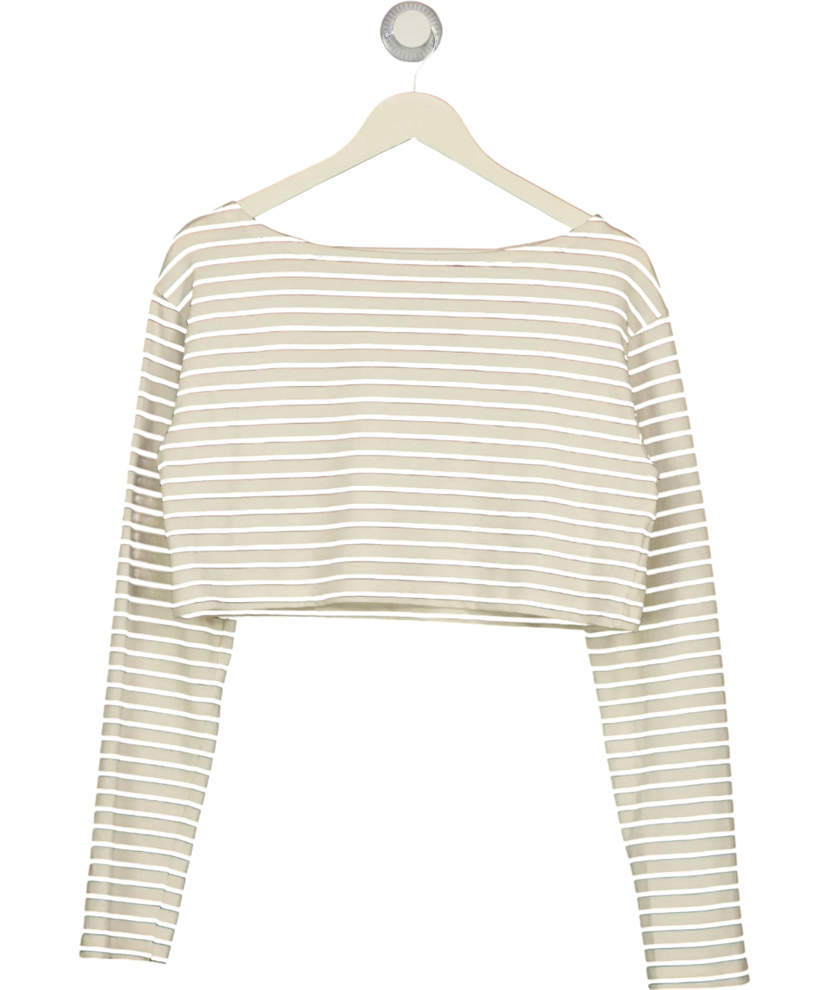 THE FRANKIE SHOP Cream Tilla Cropped Striped Cotton-Jersey Top, size UK M/L — front