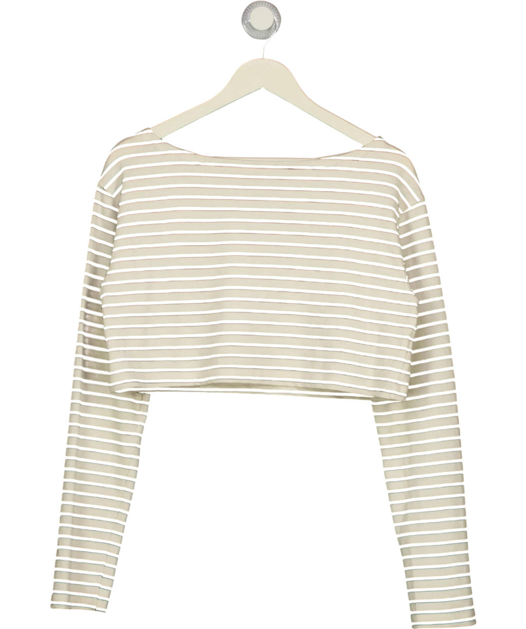 THE FRANKIE SHOP Cream Tilla Cropped Striped Cotton-Jersey Top, size UK M/L — front