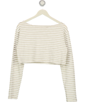 THE FRANKIE SHOP Cream Tilla Cropped Striped Cotton-Jersey Top, size UK M/L — front