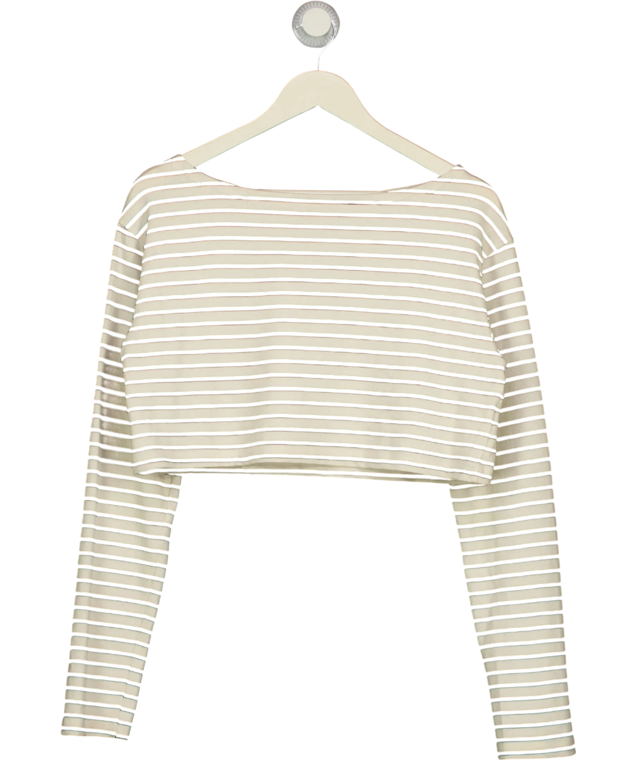 THE FRANKIE SHOP Cream Tilla Cropped Striped Cotton-Jersey Top, size UK M/L — front