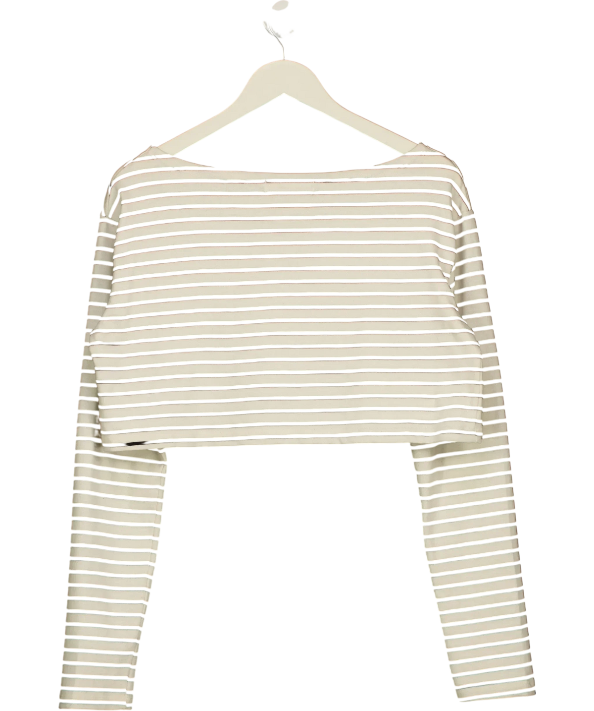 THE FRANKIE SHOP Cream Tilla Cropped Striped Cotton-Jersey Top, size UK M/L — back