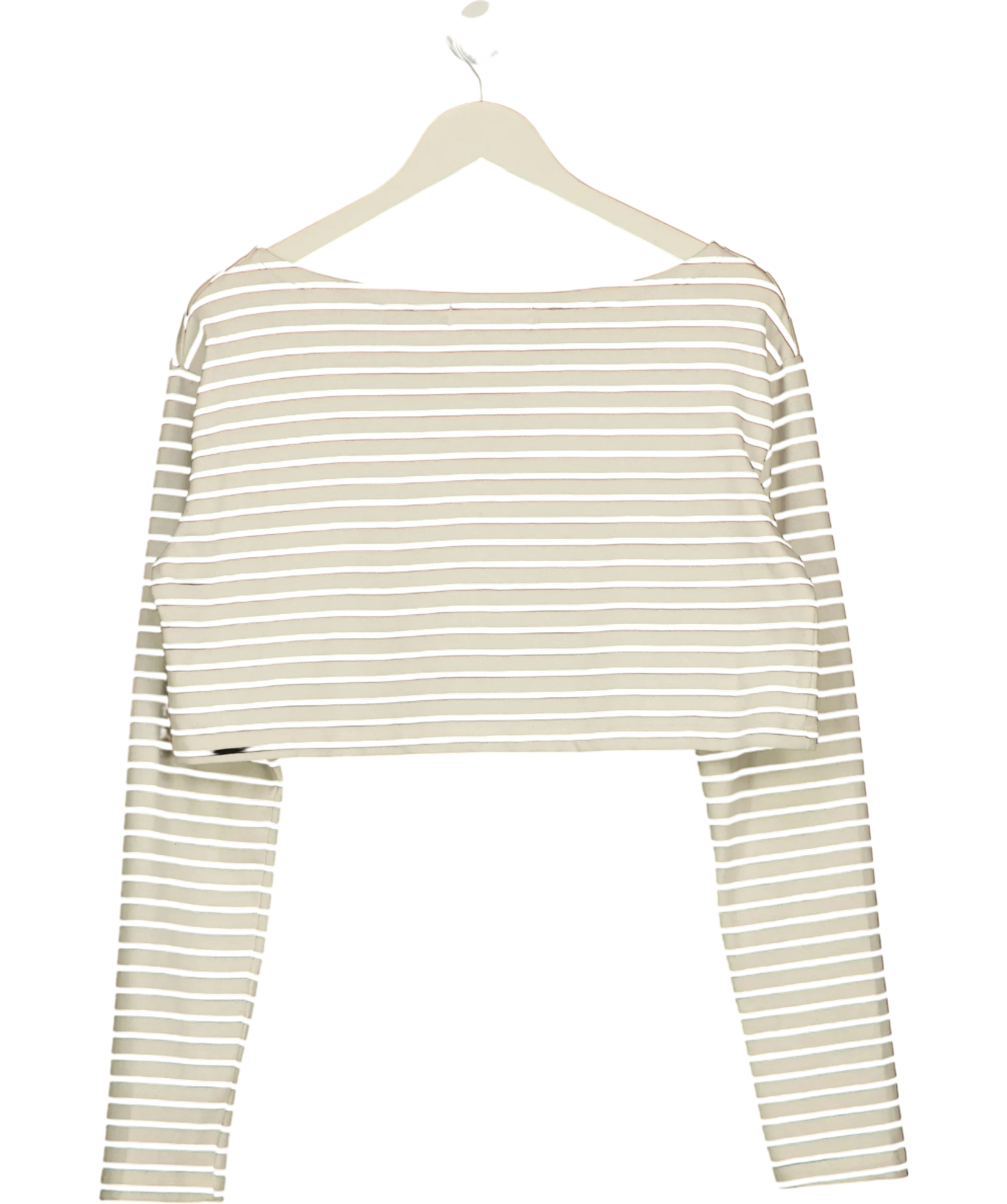 THE FRANKIE SHOP Cream Tilla Cropped Striped Cotton-Jersey Top, size UK M/L — back