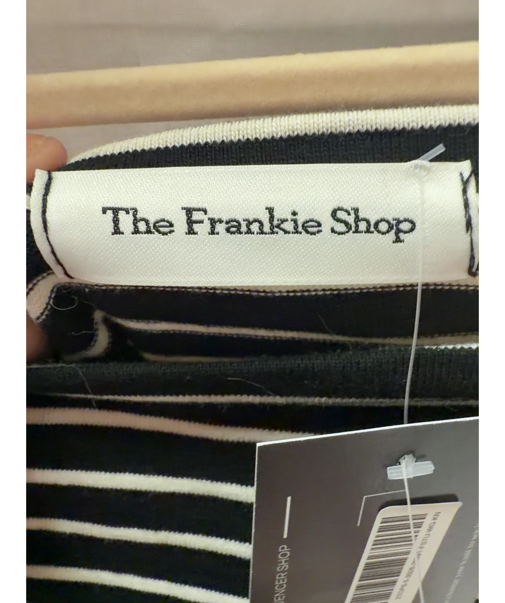 THE FRANKIE SHOP Black Tilla Cropped Striped Cotton-Jersey Top Black/White, size UK M/L — detail