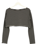THE FRANKIE SHOP Black Tilla Cropped Striped Cotton-Jersey Top Black/White, size UK M/L — front