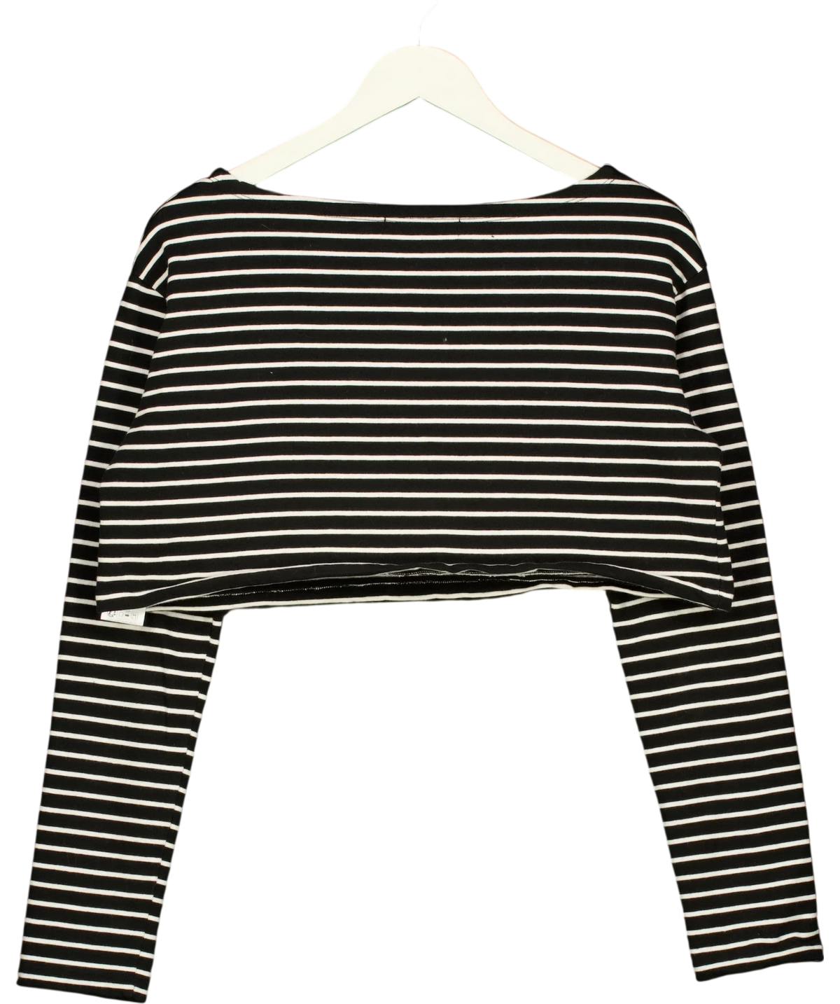 THE FRANKIE SHOP Black Tilla Cropped Striped Cotton-Jersey Top Black/White, size UK M/L — back
