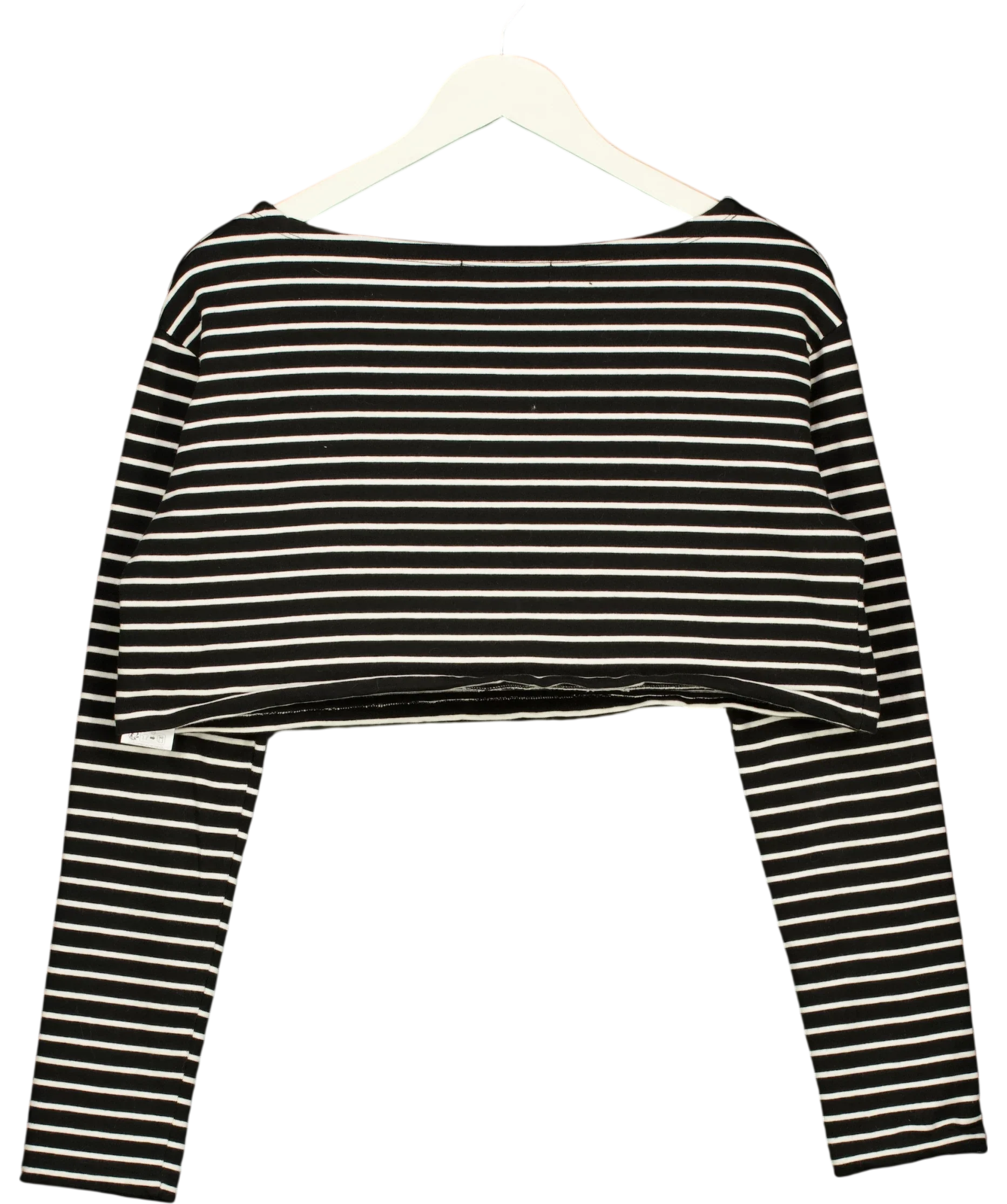 THE FRANKIE SHOP Black Tilla Cropped Striped Cotton-Jersey Top Black/White, size UK M/L — back