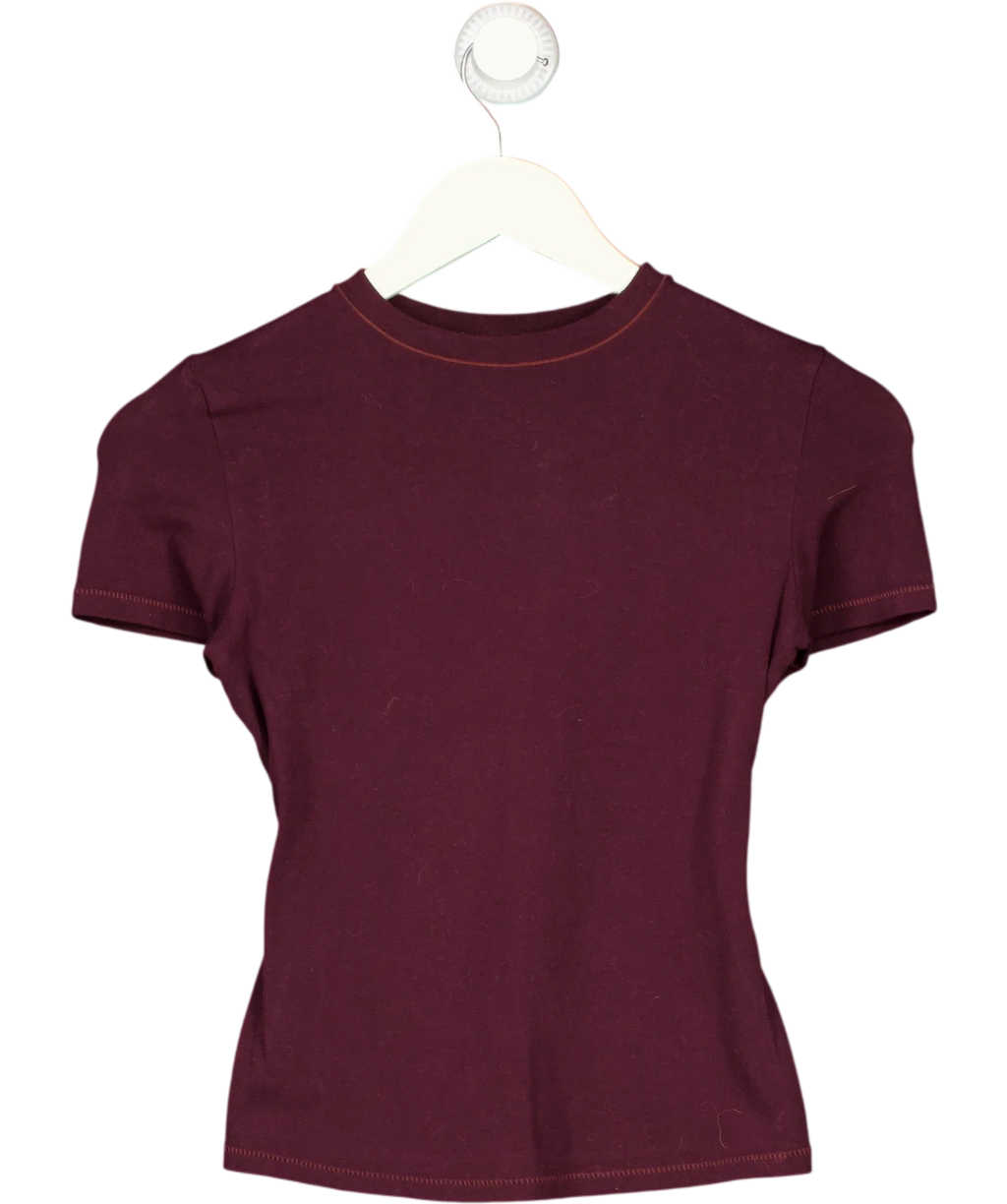 SKIMS Purple Cotton Jersey T-Shirt Currant purple, size UK S — front