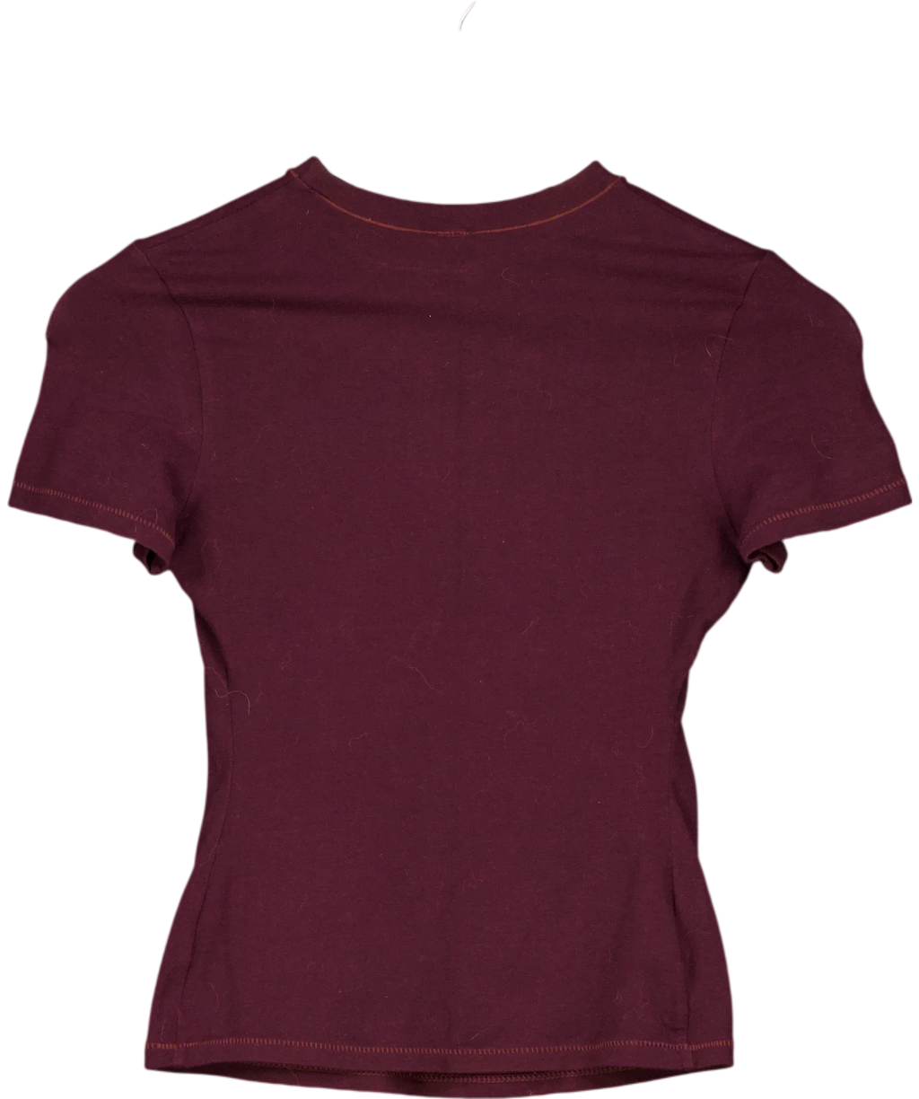 SKIMS Purple Cotton Jersey T-Shirt Currant purple, size UK S — back