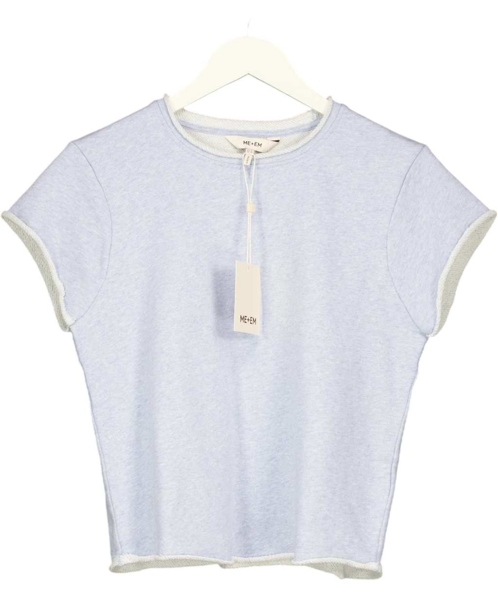 ME + EM Blue Baby Tee Lightweight Sweatshirt Chambray Blue Marl, size UK 8 — front