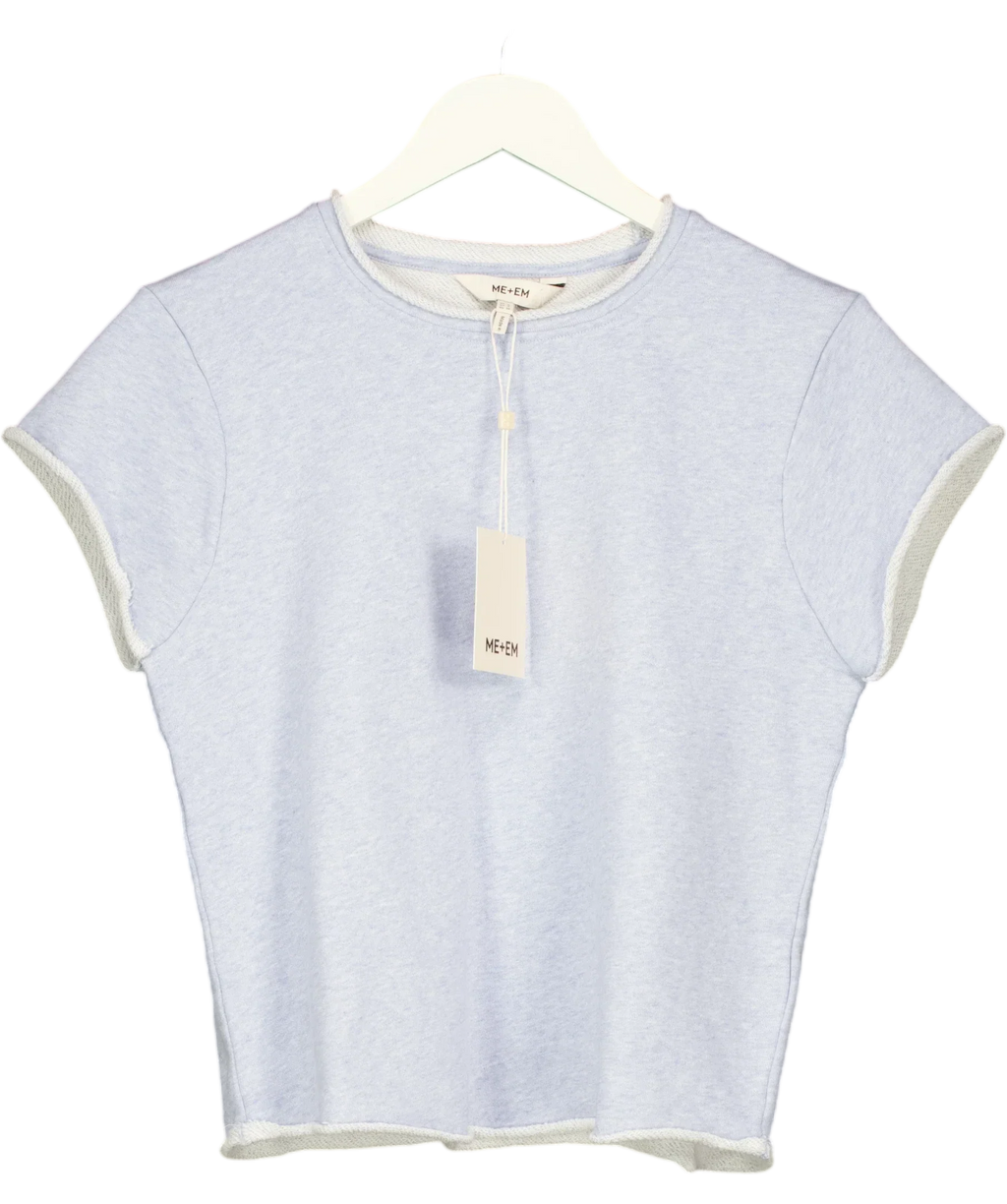 ME + EM Blue Baby Tee Lightweight Sweatshirt Chambray Blue Marl, size UK 8 — front