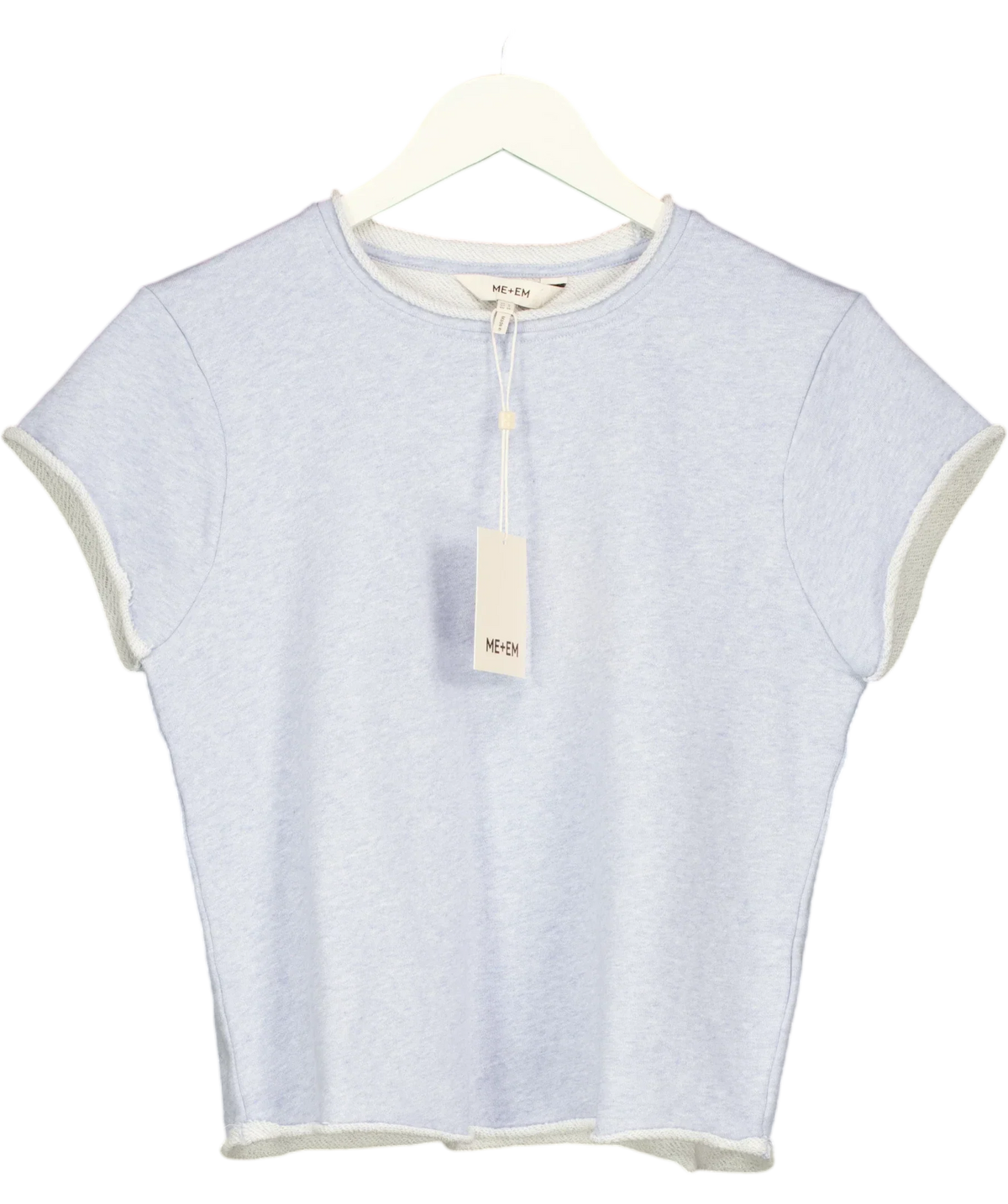 ME + EM Blue Baby Tee Lightweight Sweatshirt Chambray Blue Marl, size UK 8 — front