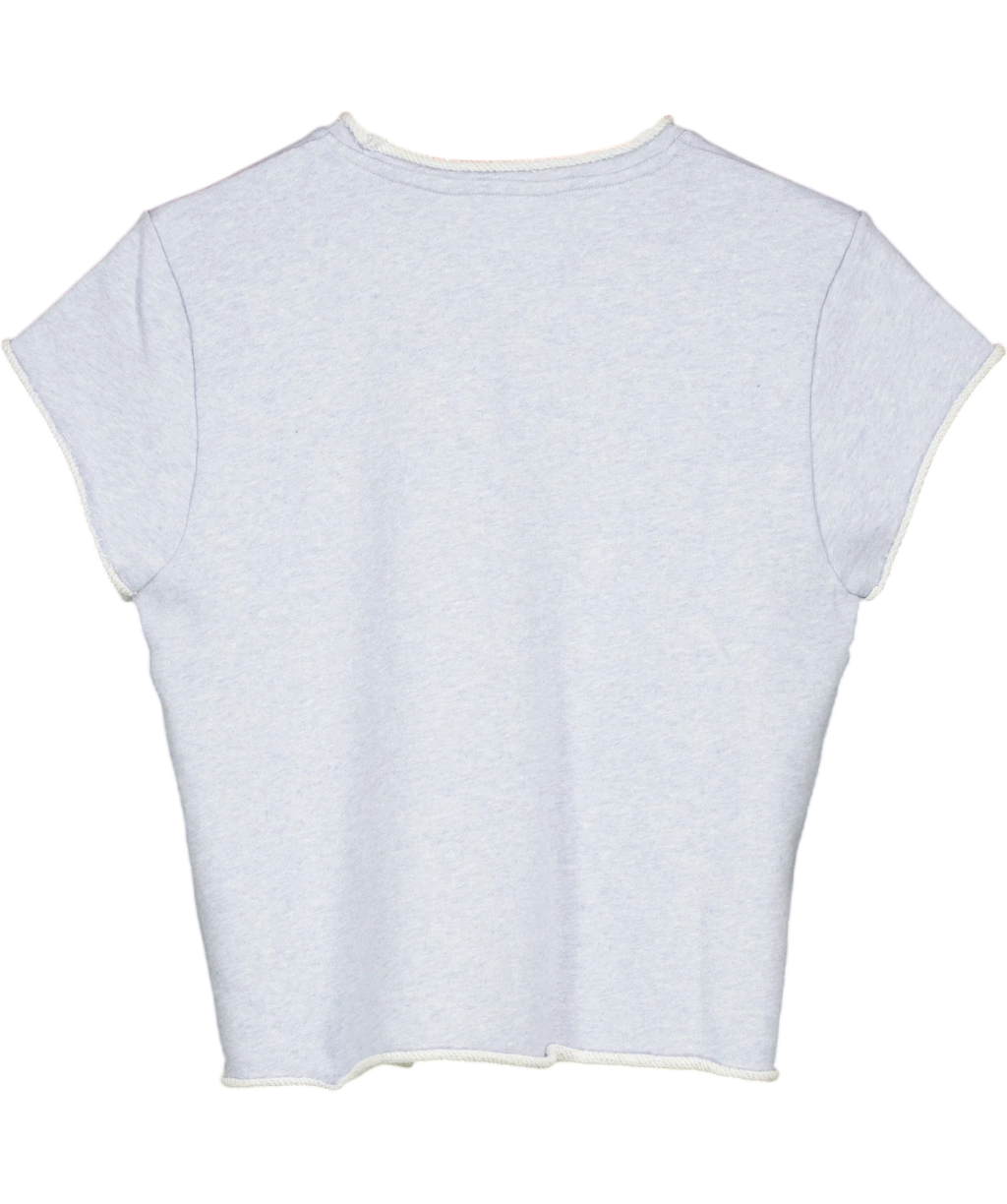 ME + EM Blue Baby Tee Lightweight Sweatshirt Chambray Blue Marl, size UK 8 — back