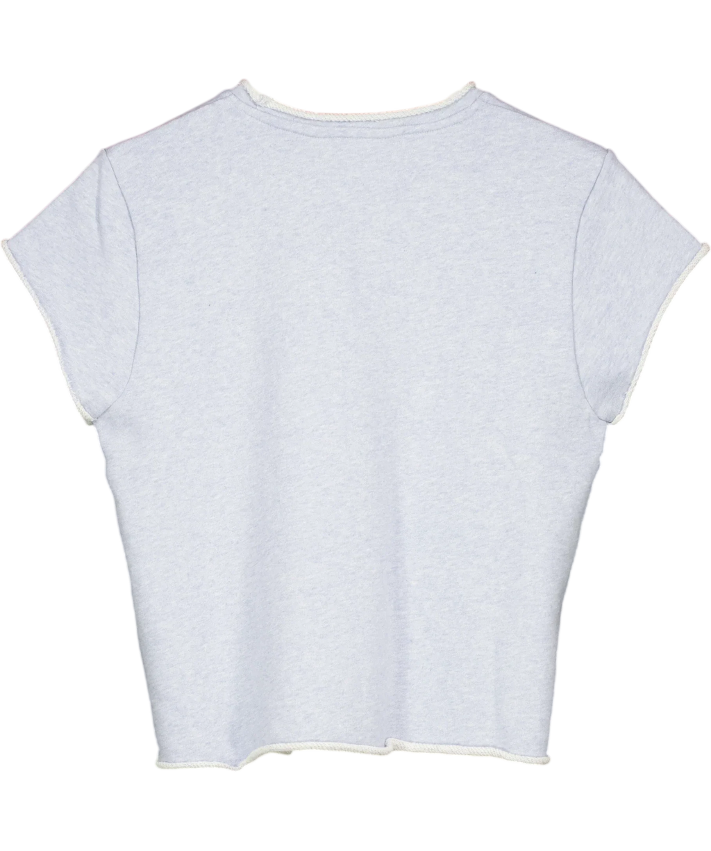 ME + EM Blue Baby Tee Lightweight Sweatshirt Chambray Blue Marl, size UK 8 — back