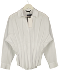ZARA White Pleated Poplin Shirt White, size UK S — front