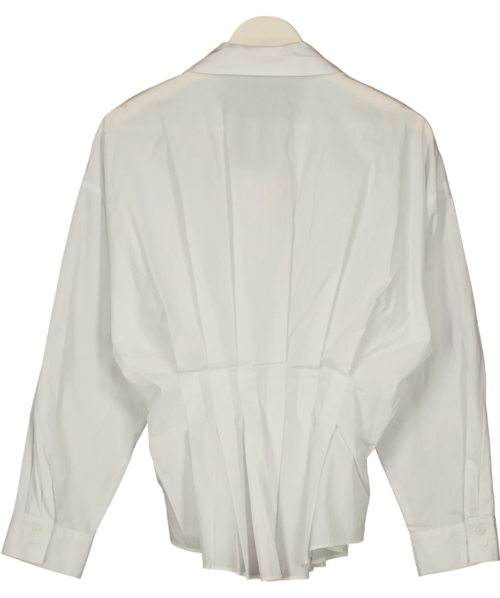 ZARA White Pleated Poplin Shirt White, size UK S — back