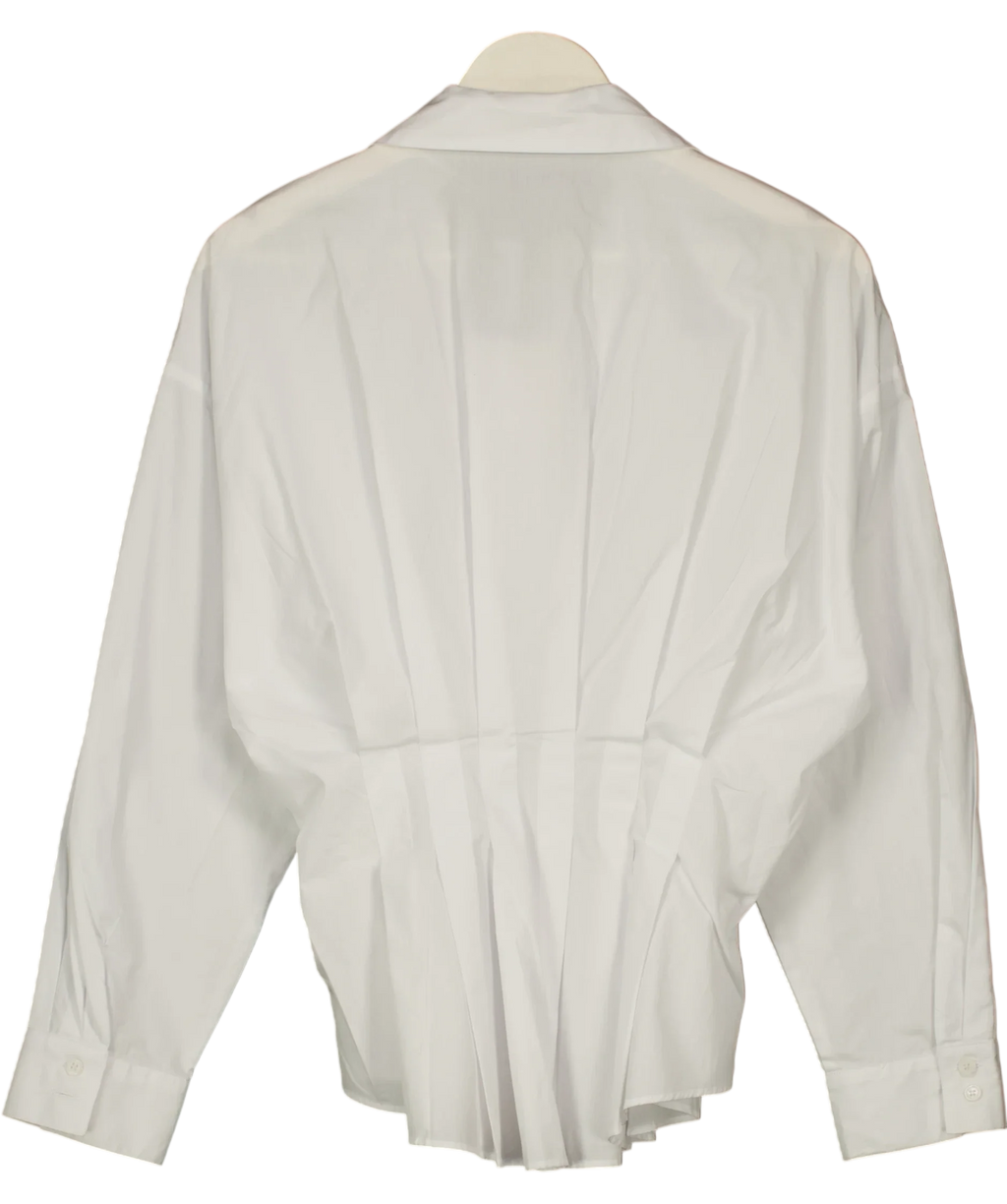 ZARA White Pleated Poplin Shirt White, size UK S — back