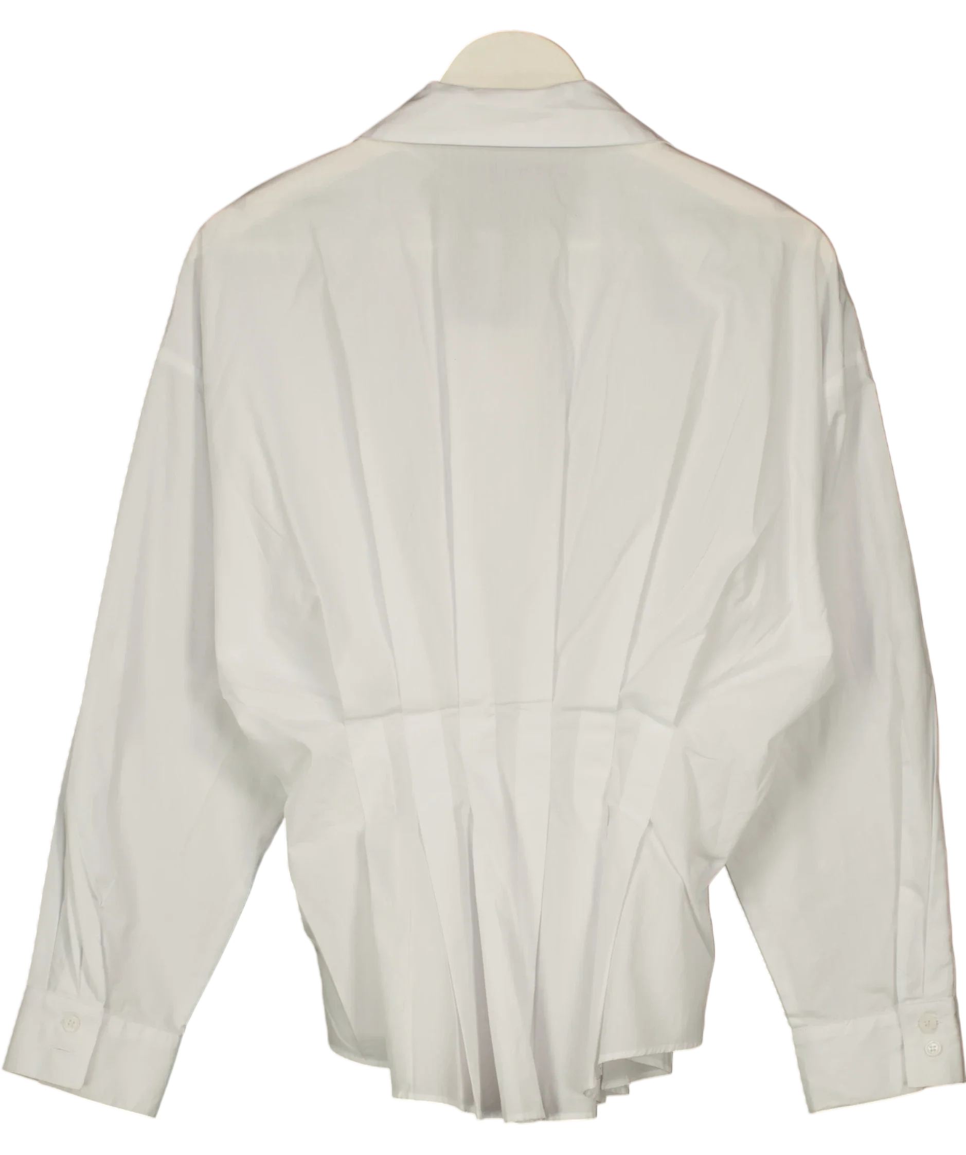ZARA White Pleated Poplin Shirt White, size UK S — back