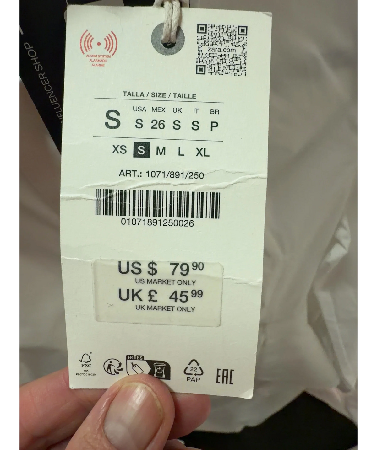 ZARA Collection Poplin Peplum Shirt White UK S — Size