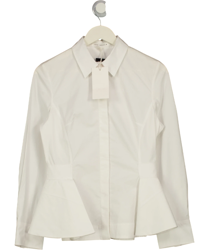 ZARA Collection Poplin Peplum Shirt White UK S