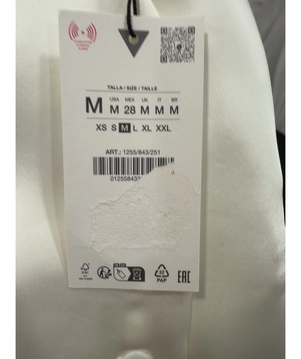 ZARA Cream Open Back Satin Waistcoat Top Oyster White S, size UK M — care label