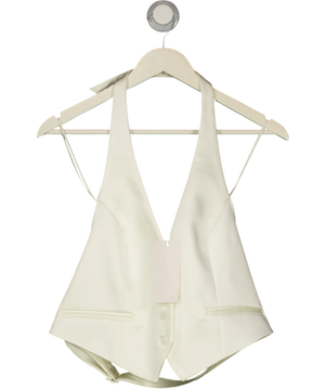 ZARA Cream Open Back Satin Waistcoat Top Oyster White S UK M