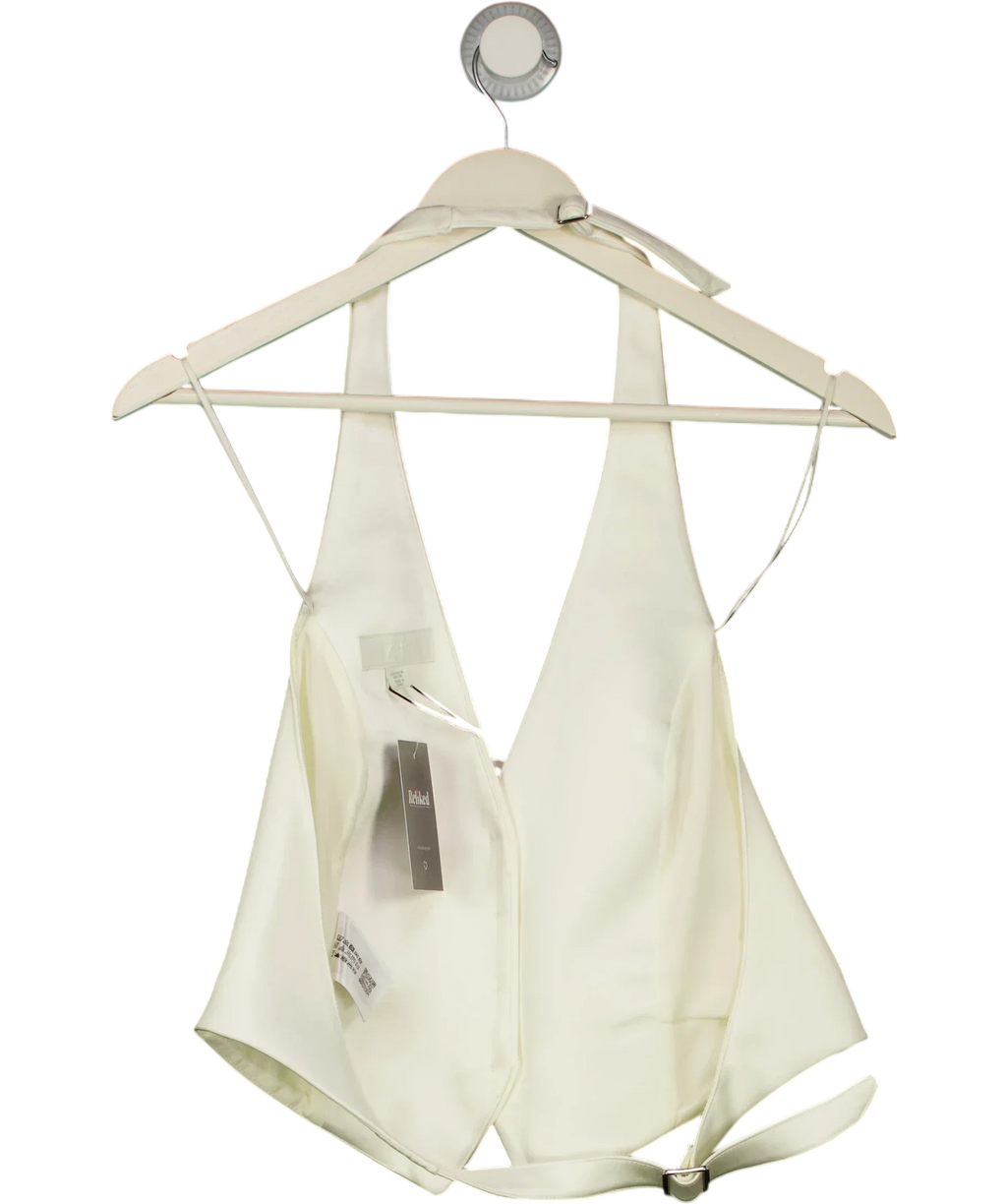 ZARA Cream Open Back Satin Waistcoat Top Oyster White S, size UK M — back