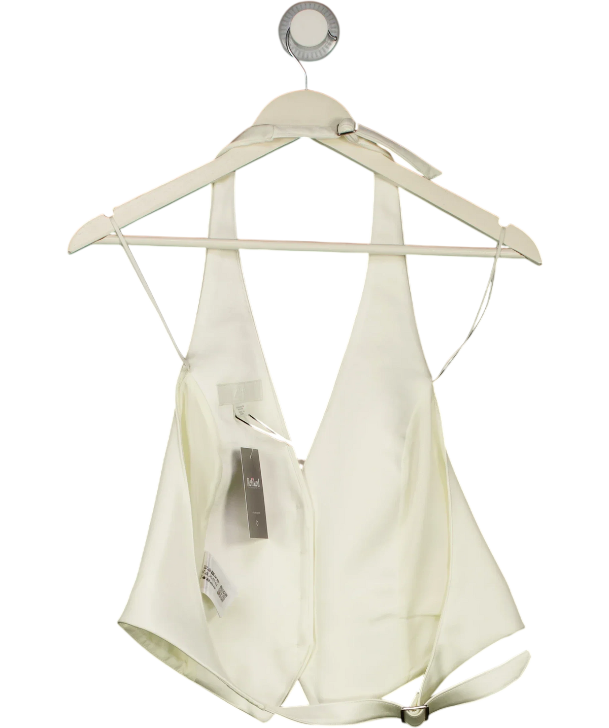 ZARA Cream Open Back Satin Waistcoat Top Oyster White S, size UK M — back