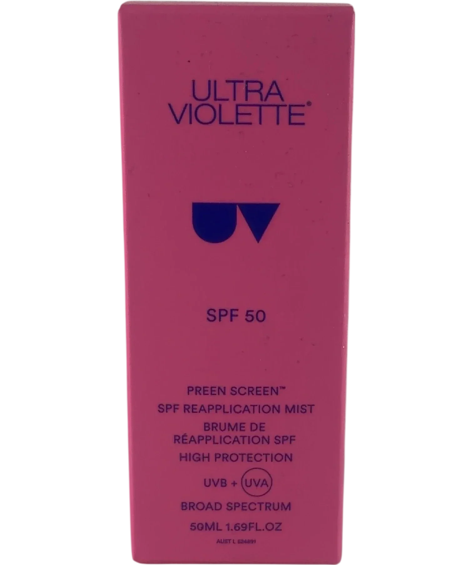 ultra violette Preen Screen SPF 50 Reapplication Mist, size 50ml — front