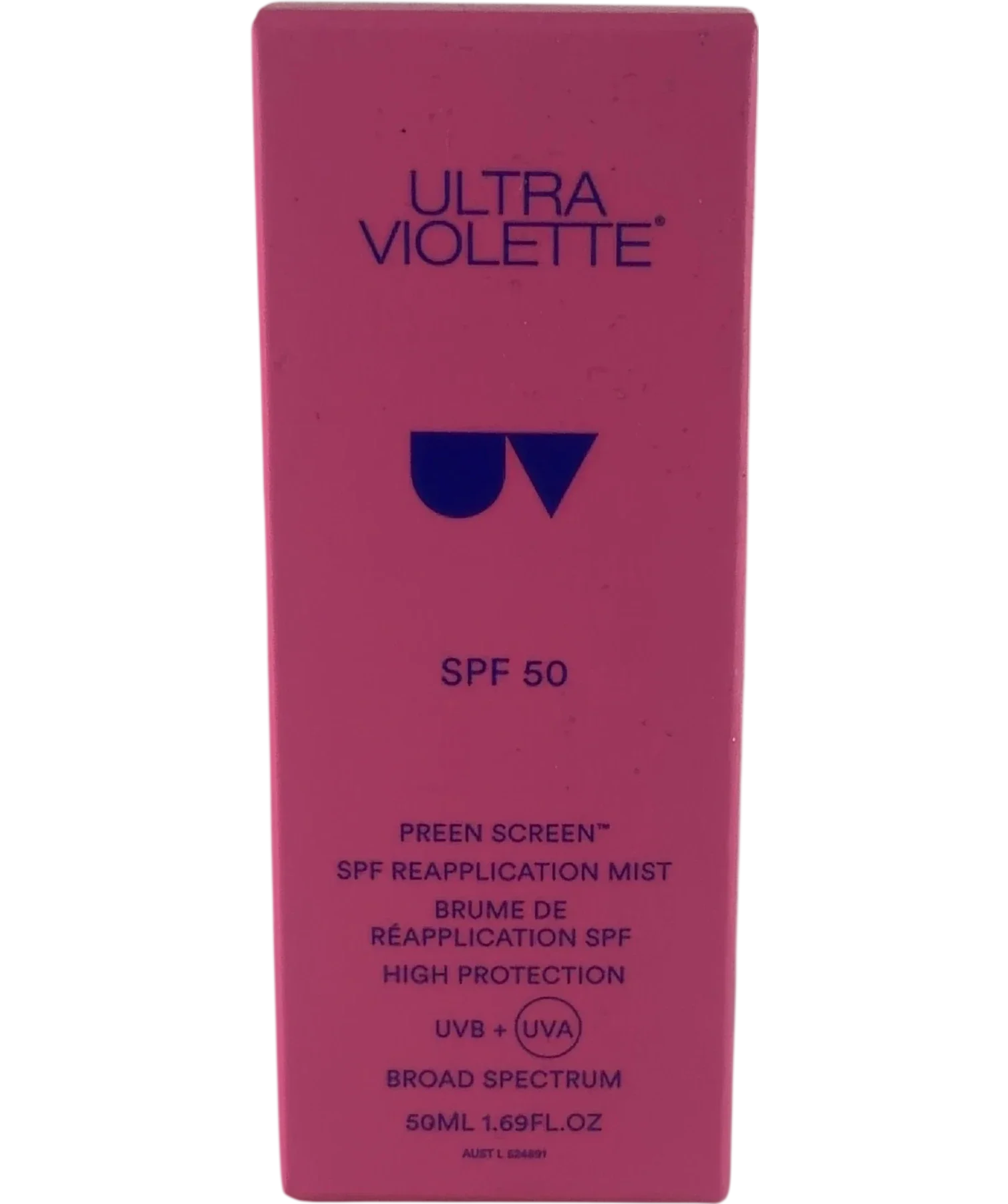 ultra violette Preen Screen SPF 50 Reapplication Mist, size 50ml — front