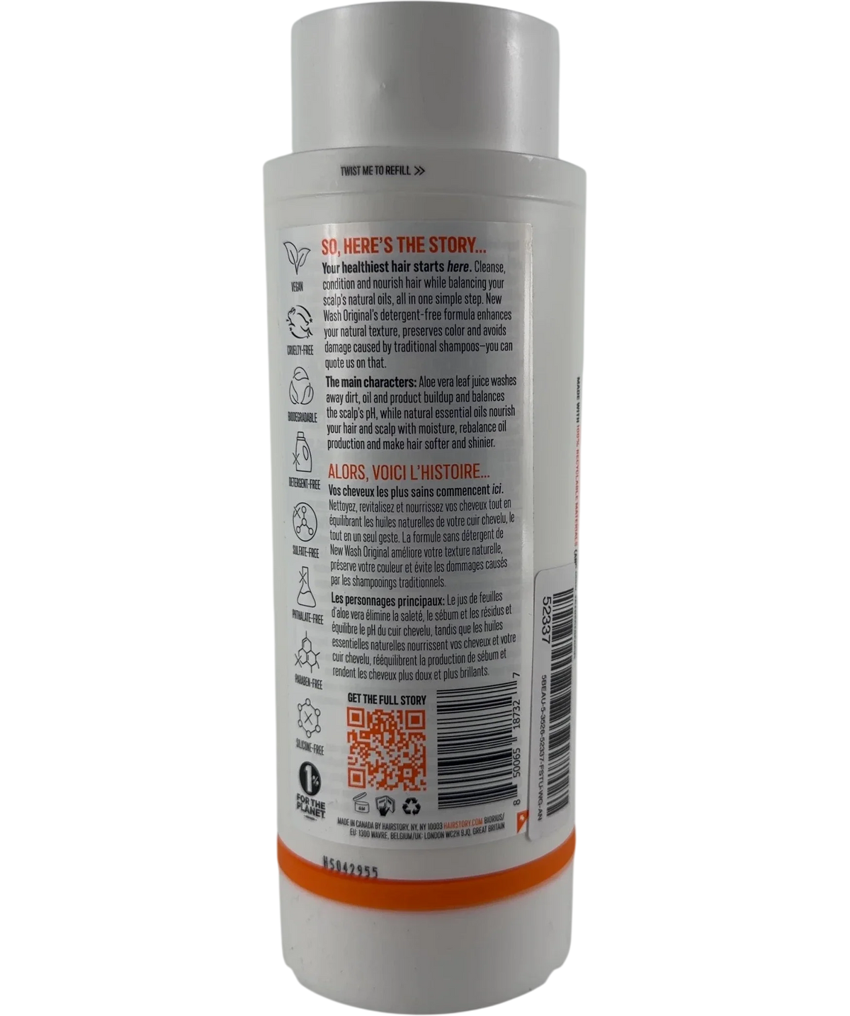 hairstory New Wash Original Cleansing Cream 236ml — Back