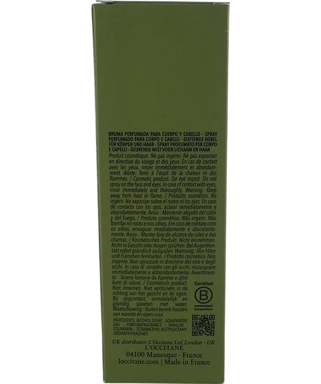 Loccitane Amande Pistache Hair & Body Mist, size 100ml — back