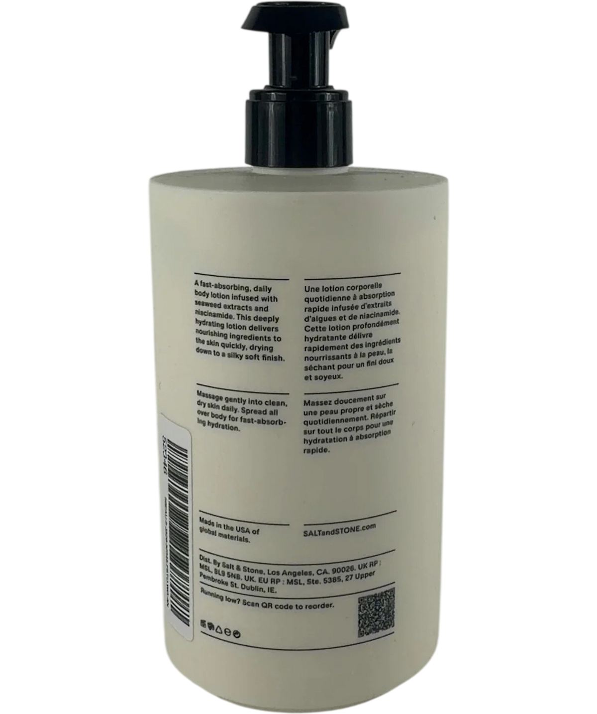 Salt & Stone Neroli & Basil Body Lotion, size 450ml — back