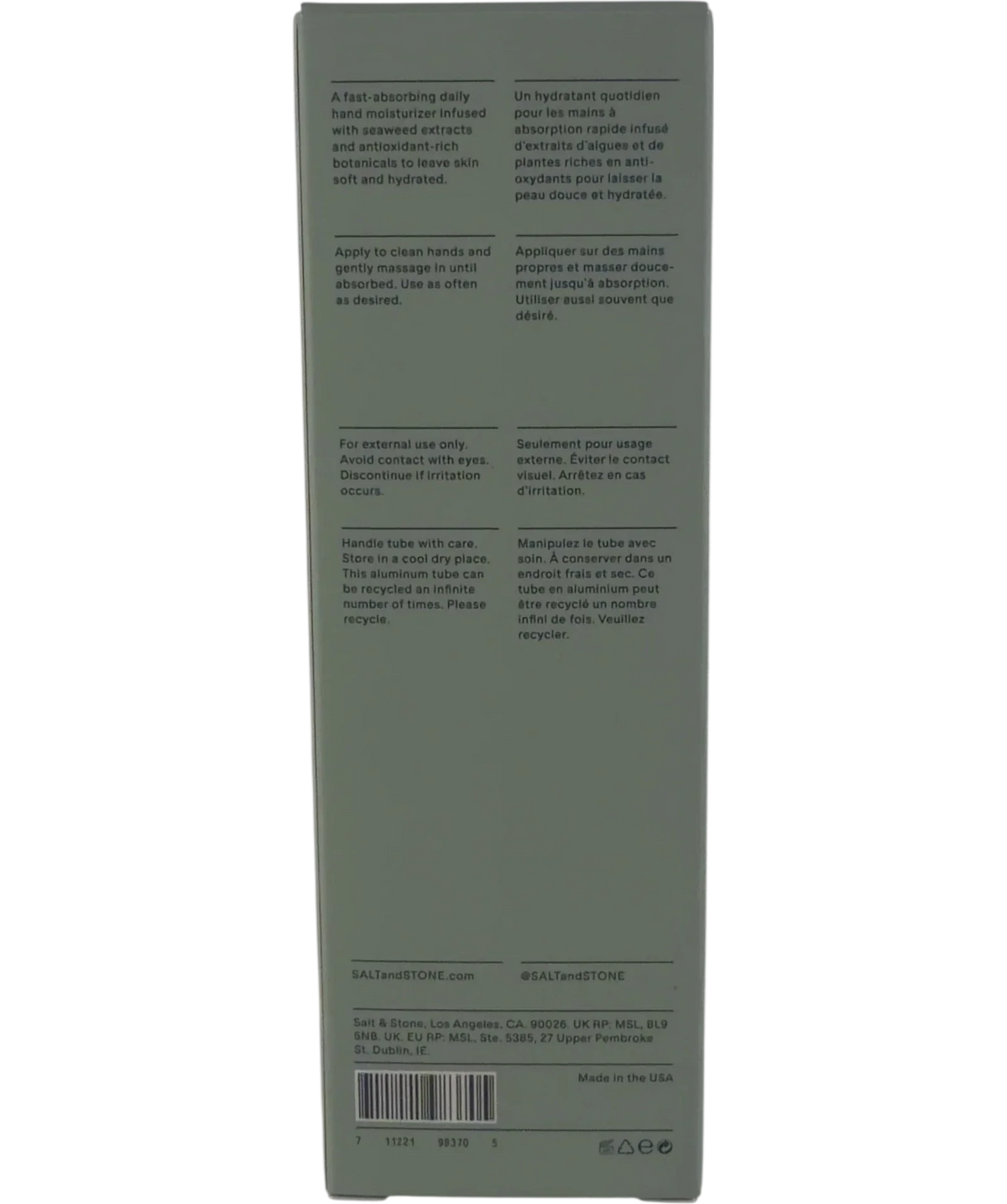 Salt & Stone Hand cream, size 60ml — back