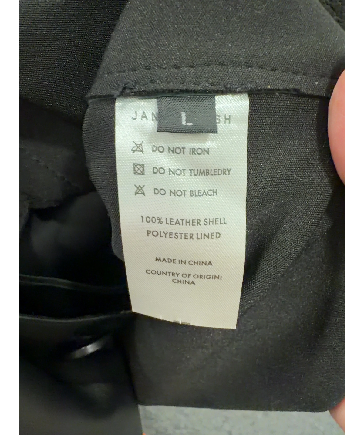 JANE & TASH Cropped Oversized Leather Jacket Black UK L — Size