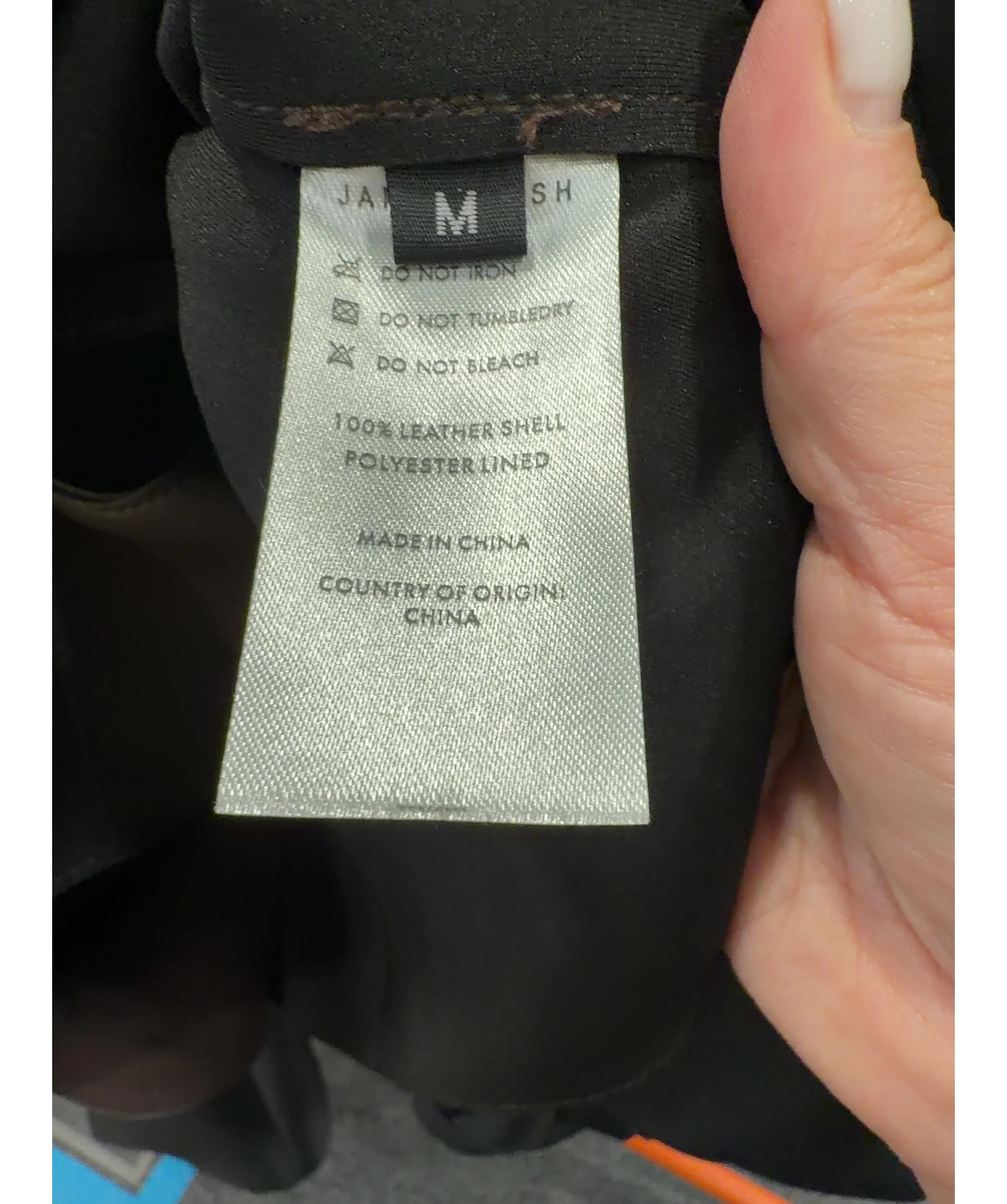 JANE & TASH Brown Cropped Oversized Leather Jacket Brown, size UK M — label